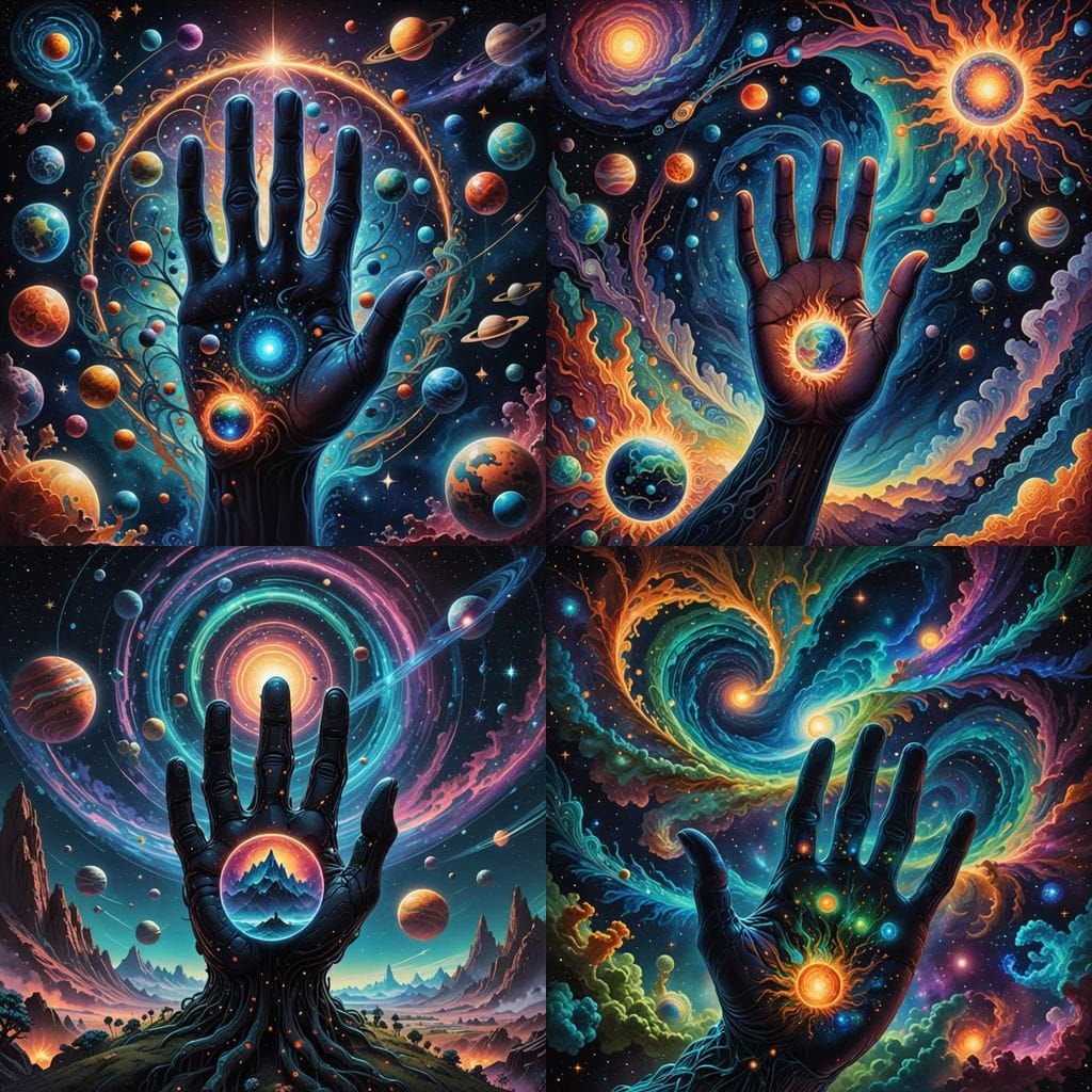 Cosmic Celestial Hand Grasping Earth in a Swirling Galaxy of...