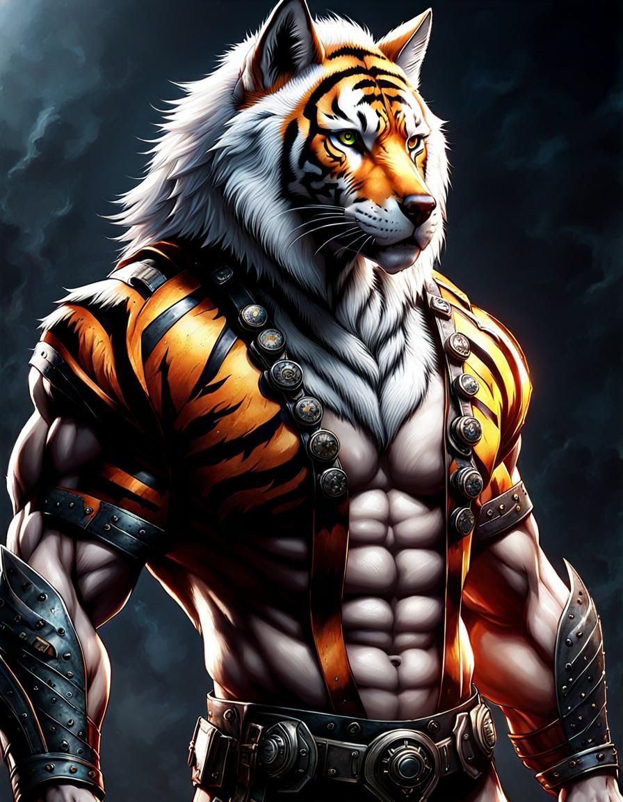 Wolf-Tiger Human Animal Hybrid