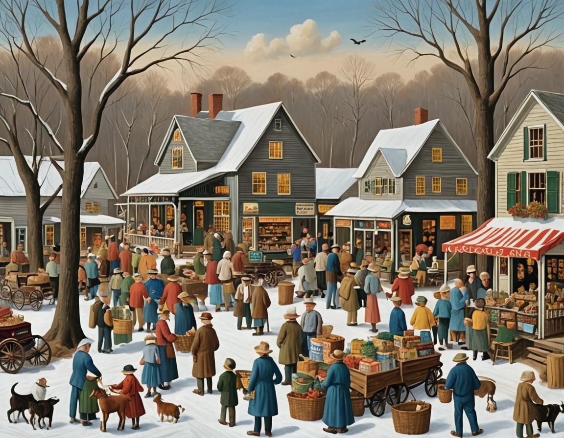 Ma's Country Store in Grandma Moses Style