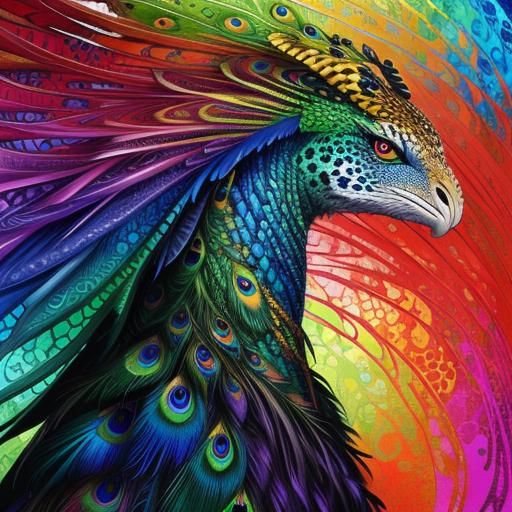 Colorful Dragon Man Portrait in Abstract Art