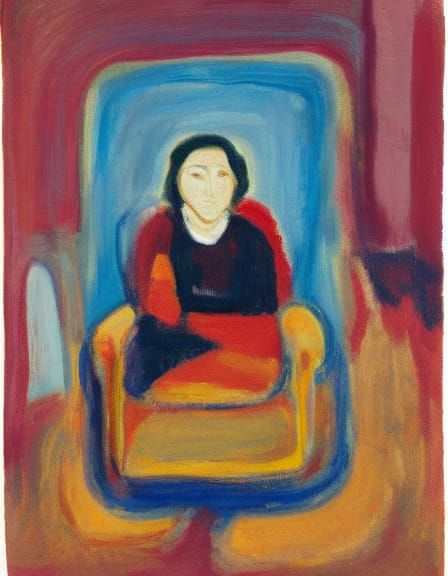 Ethereal Lady in Deep Thought, in Bold, Expressive Style