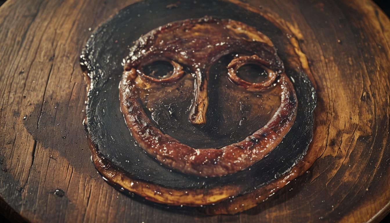 Cinematic Close-Up of Smoking Face Sausage