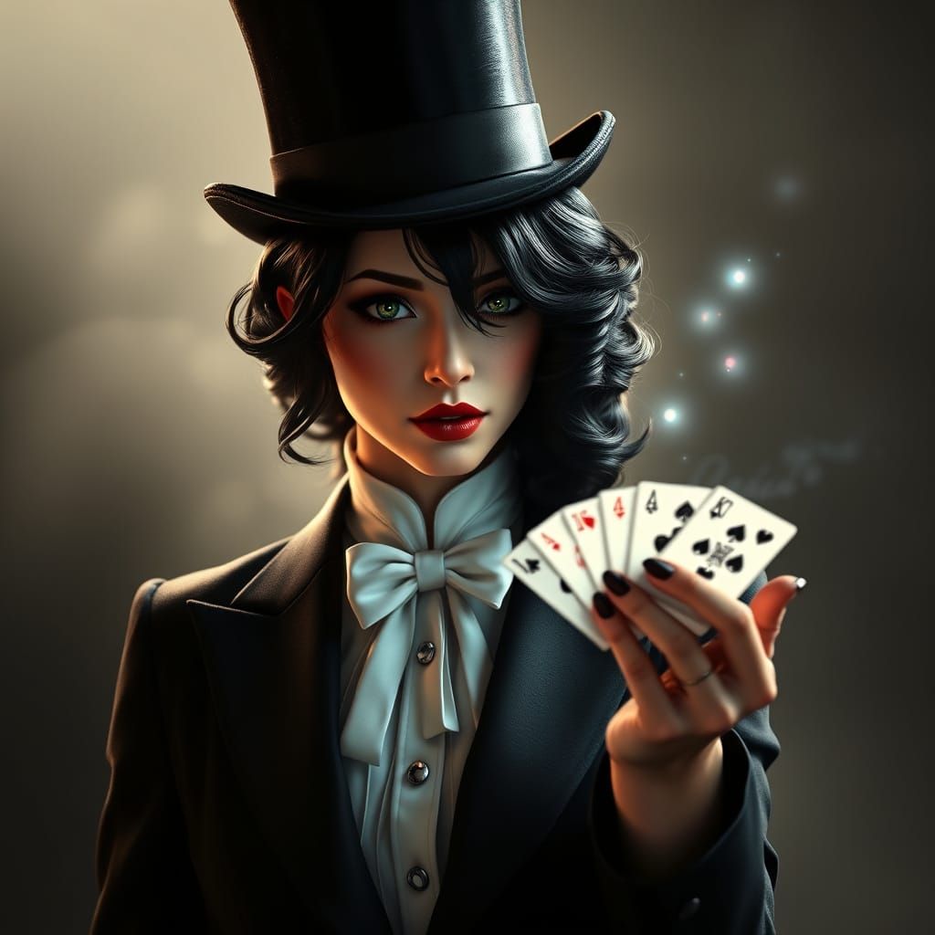Ethereal Zatanna Portrait in Tailored Tuxedo