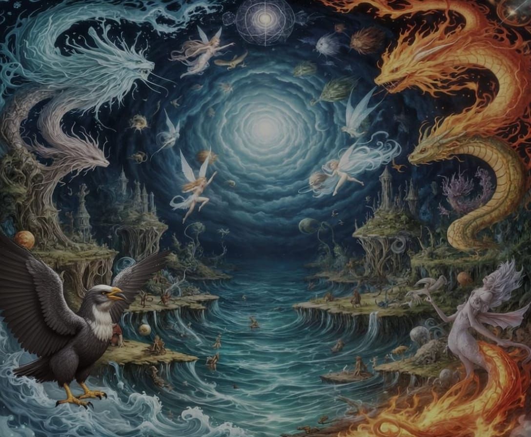 Primeval Chaos Birthplace of Worlds with Magical Creatures