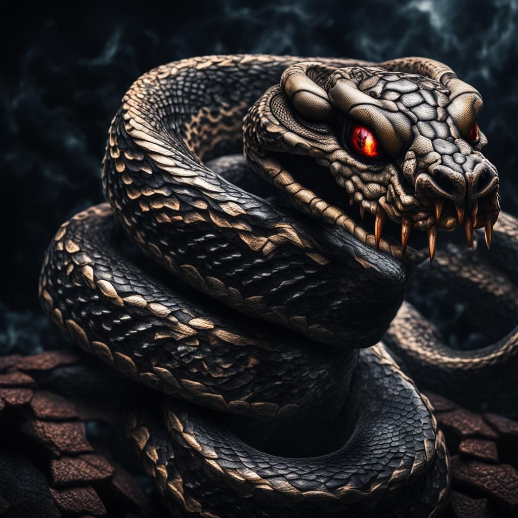 Hyperrealistic Snake Devil Portrait in HDR