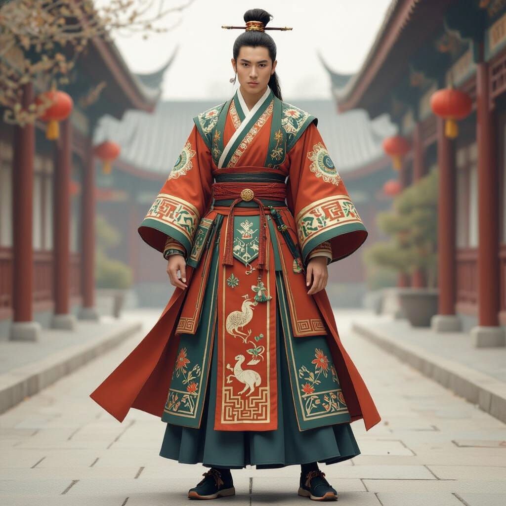 Dynamic Hanfu PE Teacher in Earth Tones