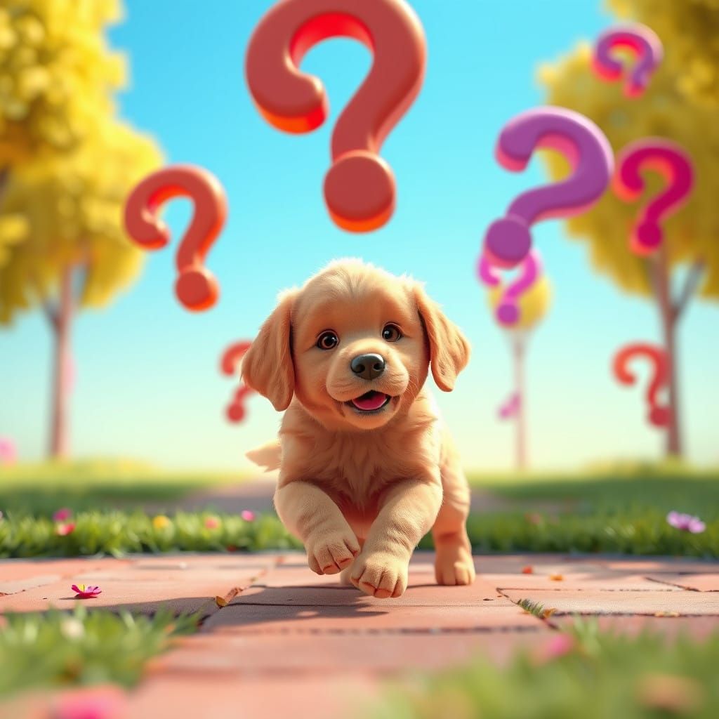 Adorable Golden Retriever Plays in a Whimsical Wonderland