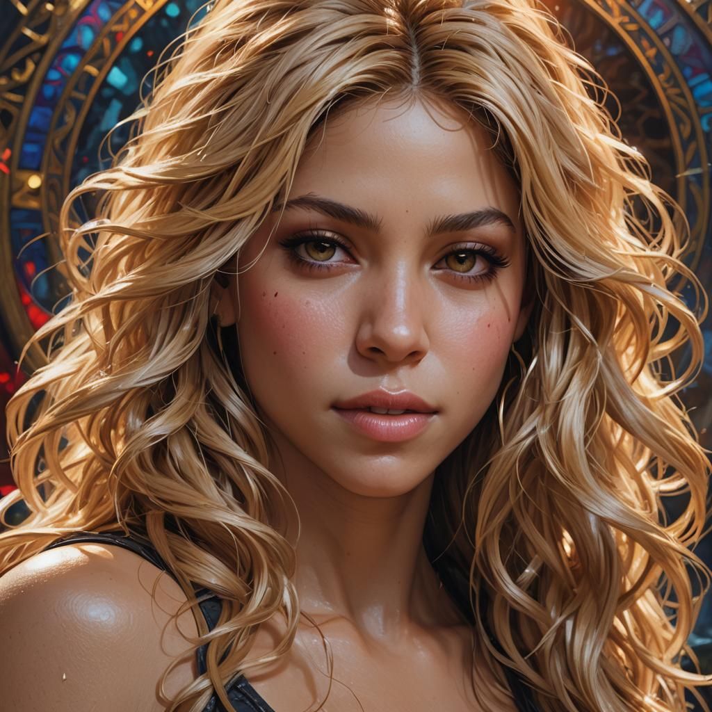 Shakira Portrait in Art Nouveau Style