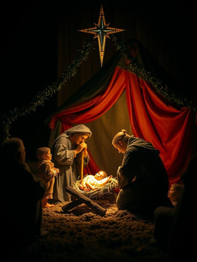 Dramatic Nativity Scene for Christmas Card