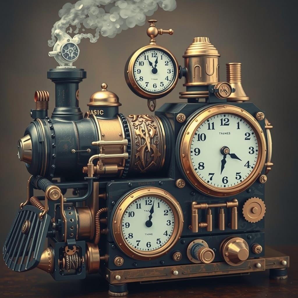 Steampunk Time Machine with Origami Paper Aesthetic