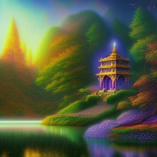 Temple at the Lake in Gilbert Williams Style