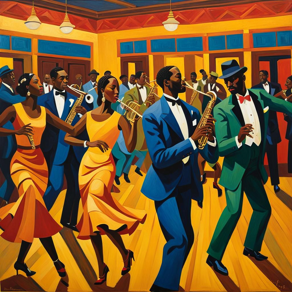 Harlem Renaissance Jazz Club in Expressionist Style