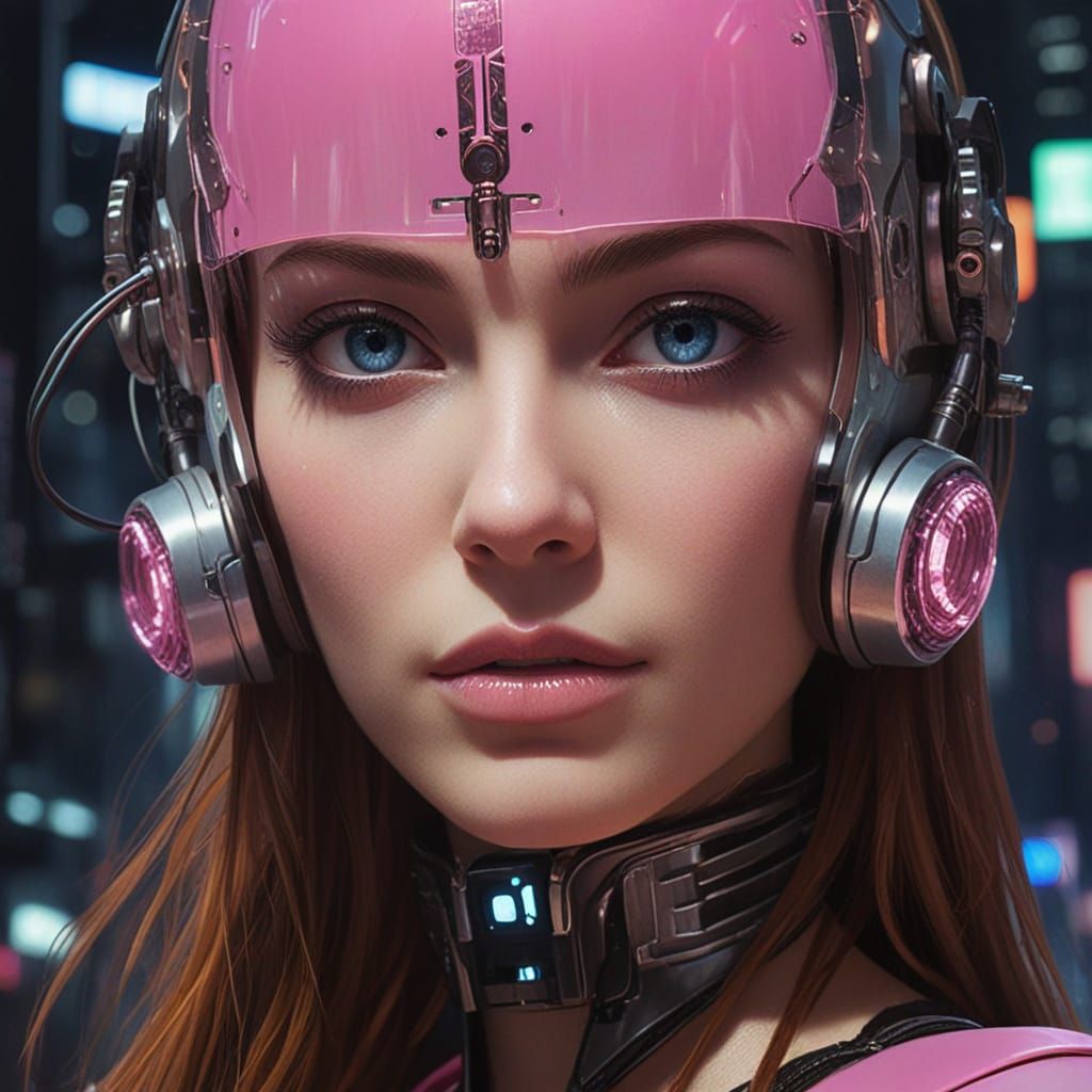 Cyberpunk Goddess Emerges from Neon Dystopia