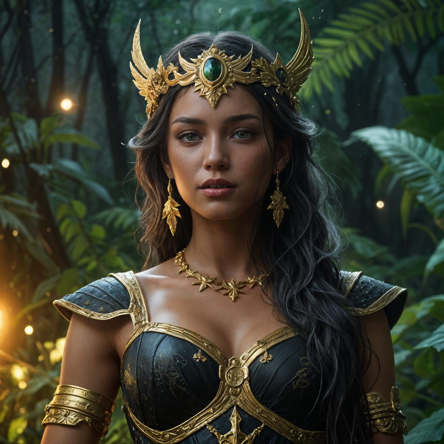 Goddess Nemesis in Magical Rainforest: Hyper-Realistic Fanta...