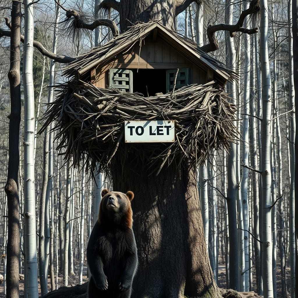 Double Exposure of Forest and Abandoned Bird Nest