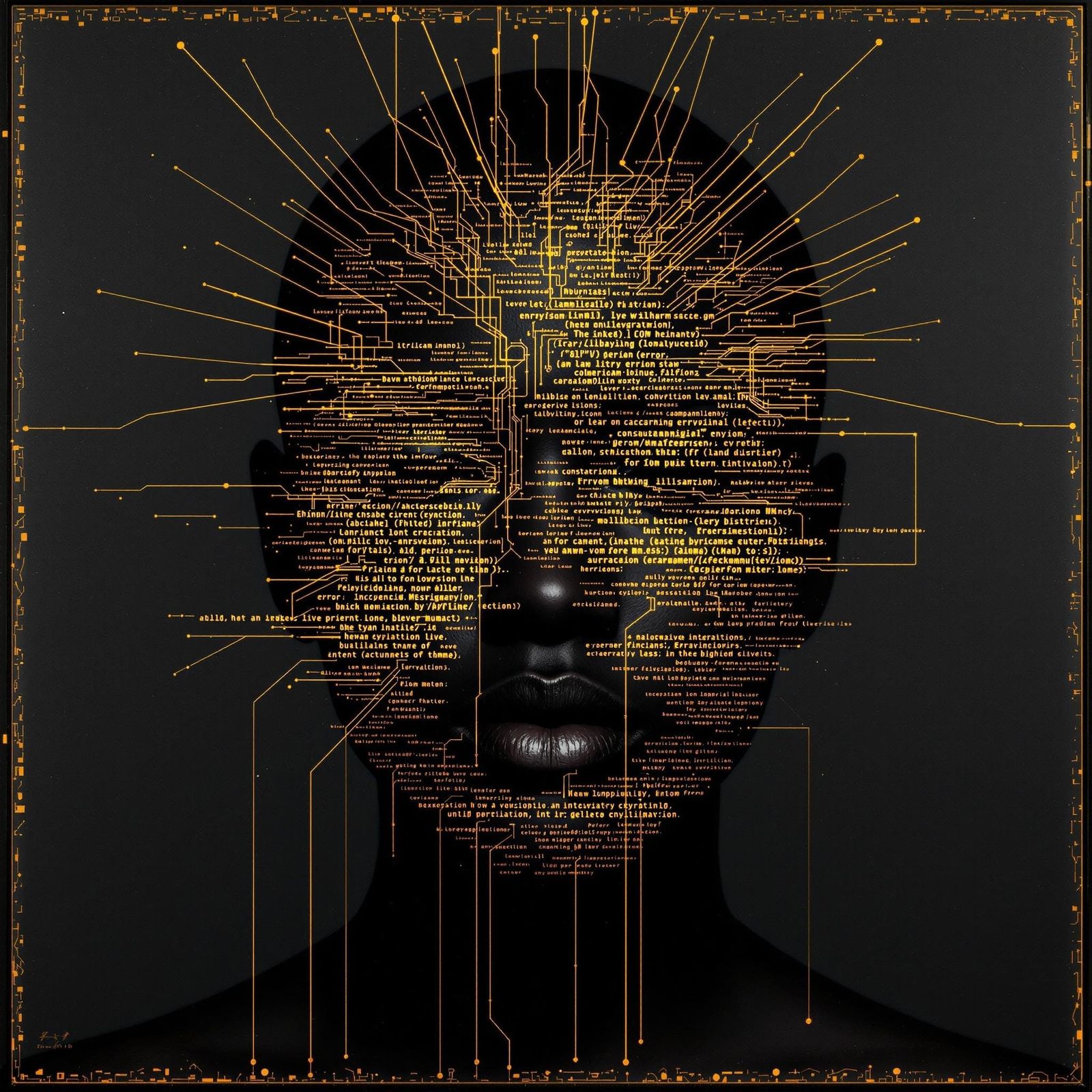 Glitching Portrait Radiating Neural Circuitry