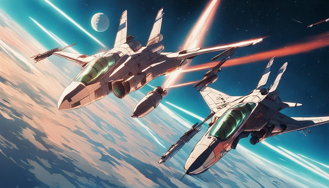 Futuristic Space Dogfight in Anime Style