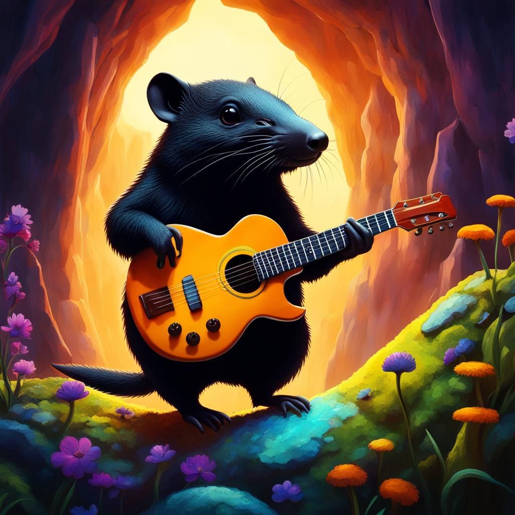 Moles Playing Music in Surreal Underground City