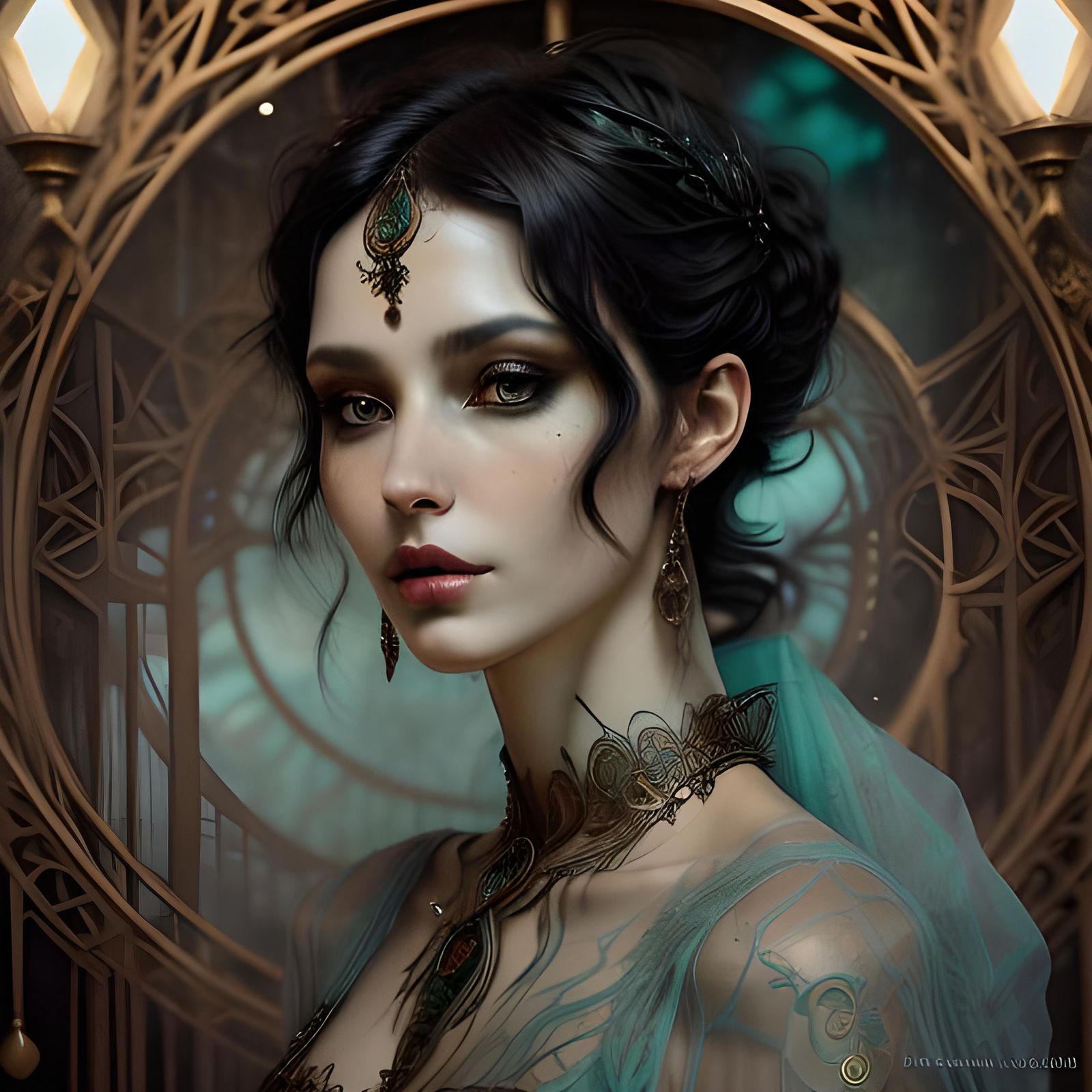 Ethereal Woman in Opulent Hall, Razumovskaya Style