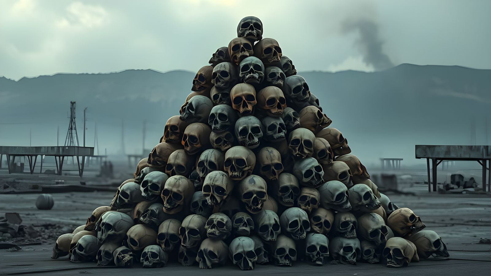 Post-Apocalyptic Skull Triangle in Hyperrealistic Style
