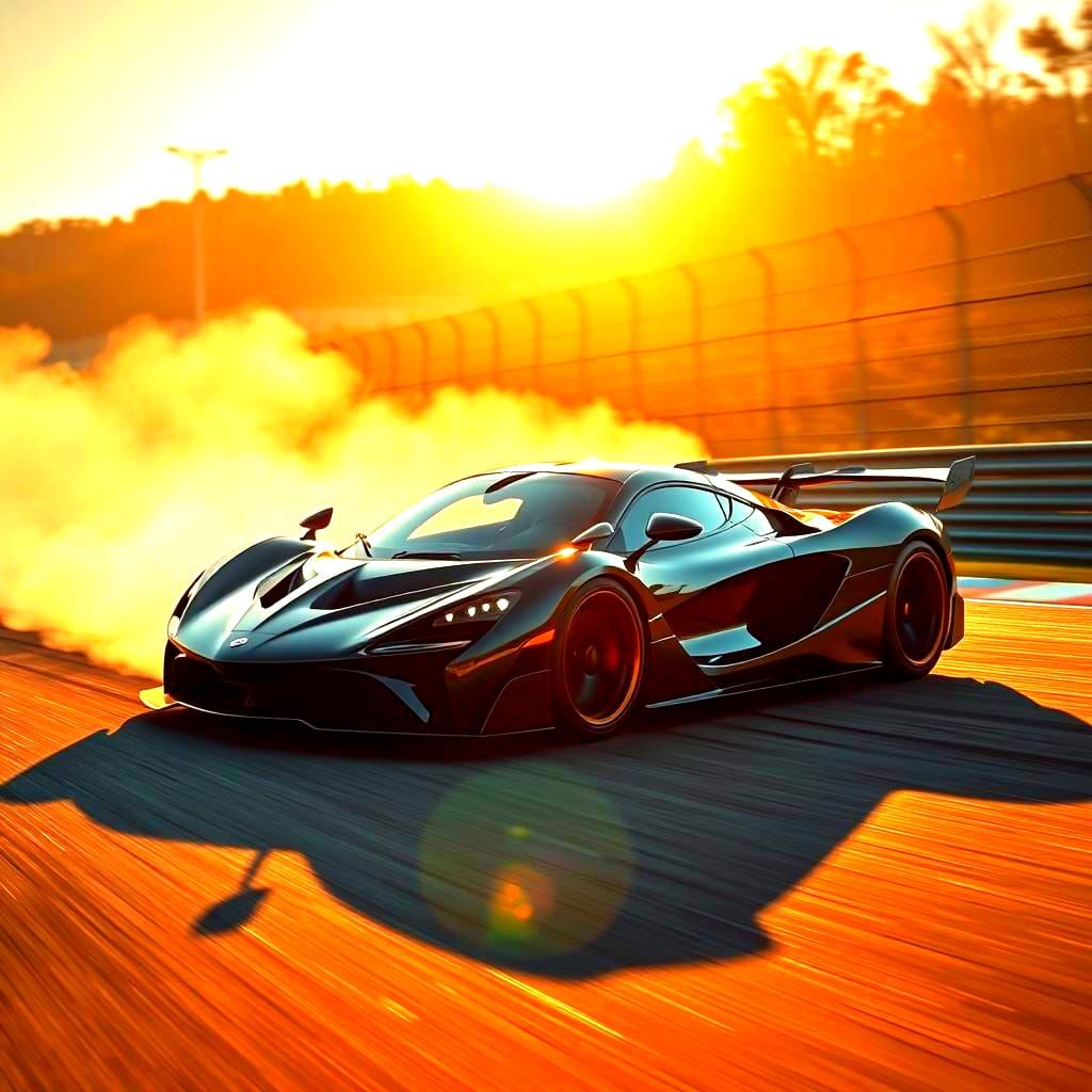 Hypercar Porsche Drifting on Racetrack: Professional Photogr...