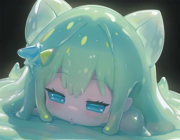 Kawaii Translucent Slime Girl with Prism Glow