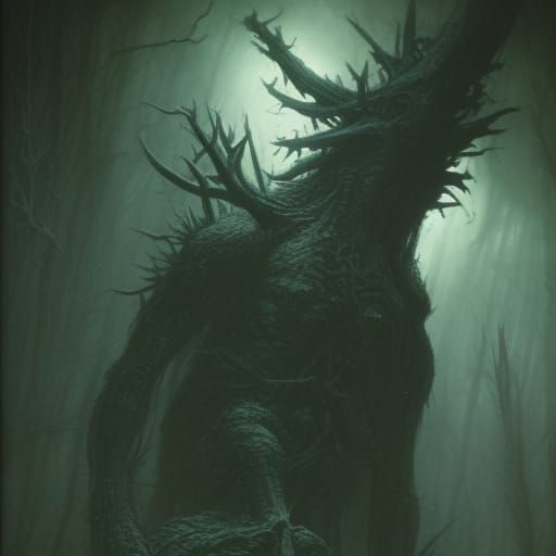 Cursed Forest Monster in Dark Fantasy Style