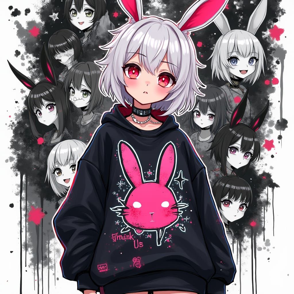 Cyberpunk Bunny Girl in Anime Style