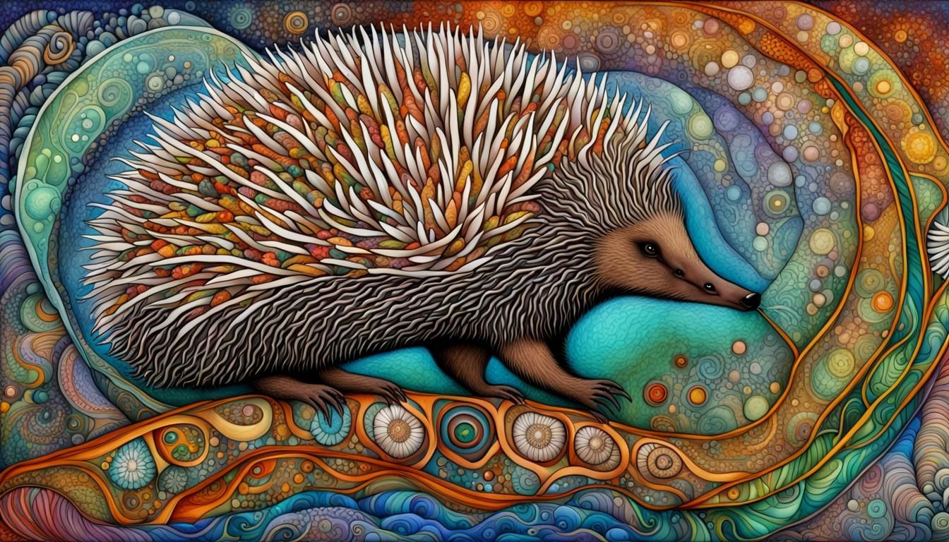 Echidna Touring Earth Chakras in Abstract Art