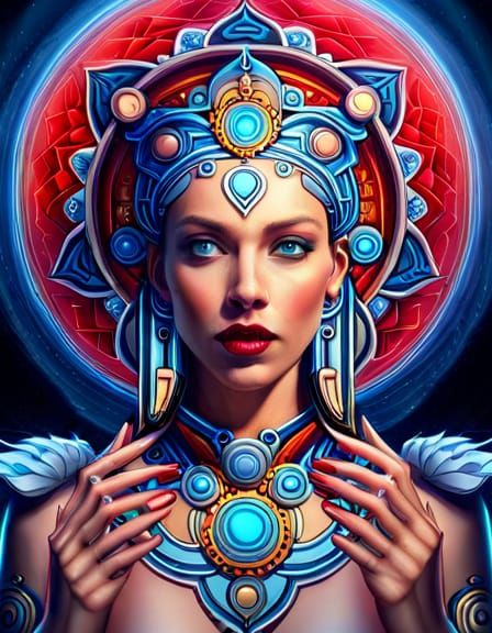 Tarot Card Queen: Sci-Fi Mandala in 8K