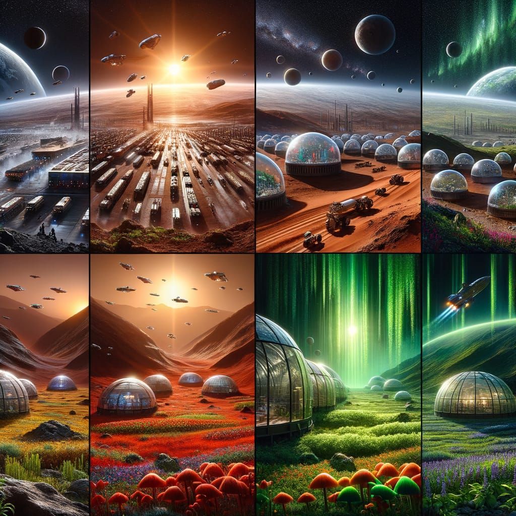 Humanity's Epic Migration to Mars: A Hyperrealistic Vision