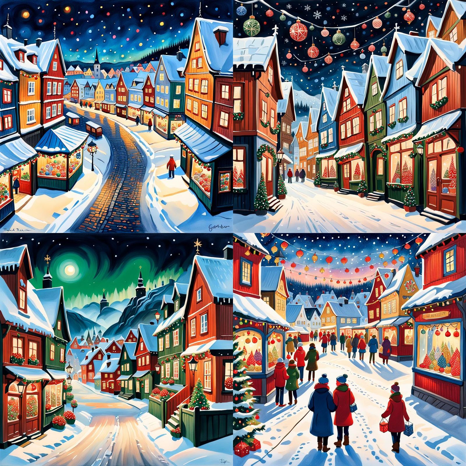 Winter Wonderland in a Norwegian Town at Night