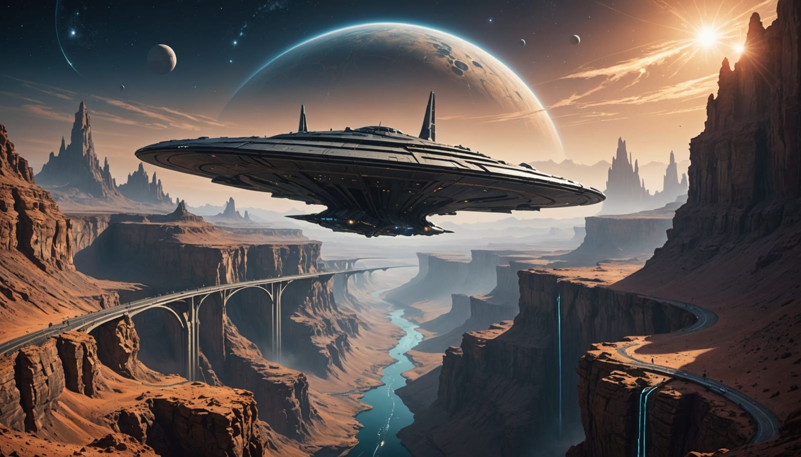 Cosmic Bridge Over Abyssal Chasm in Distant Galaxy