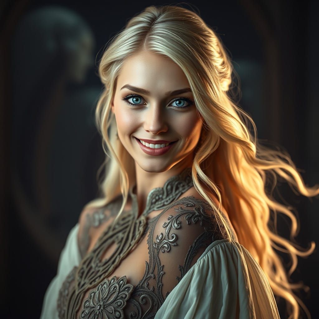 Ethereal Beauty in Dark Fantasy Portrait