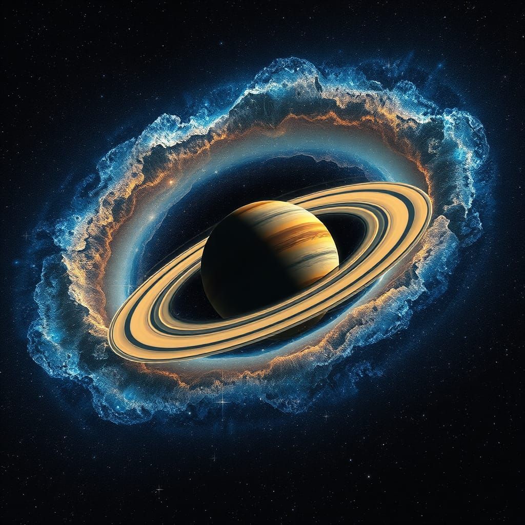 Stunning Ringed Planet in Spiral Galaxy