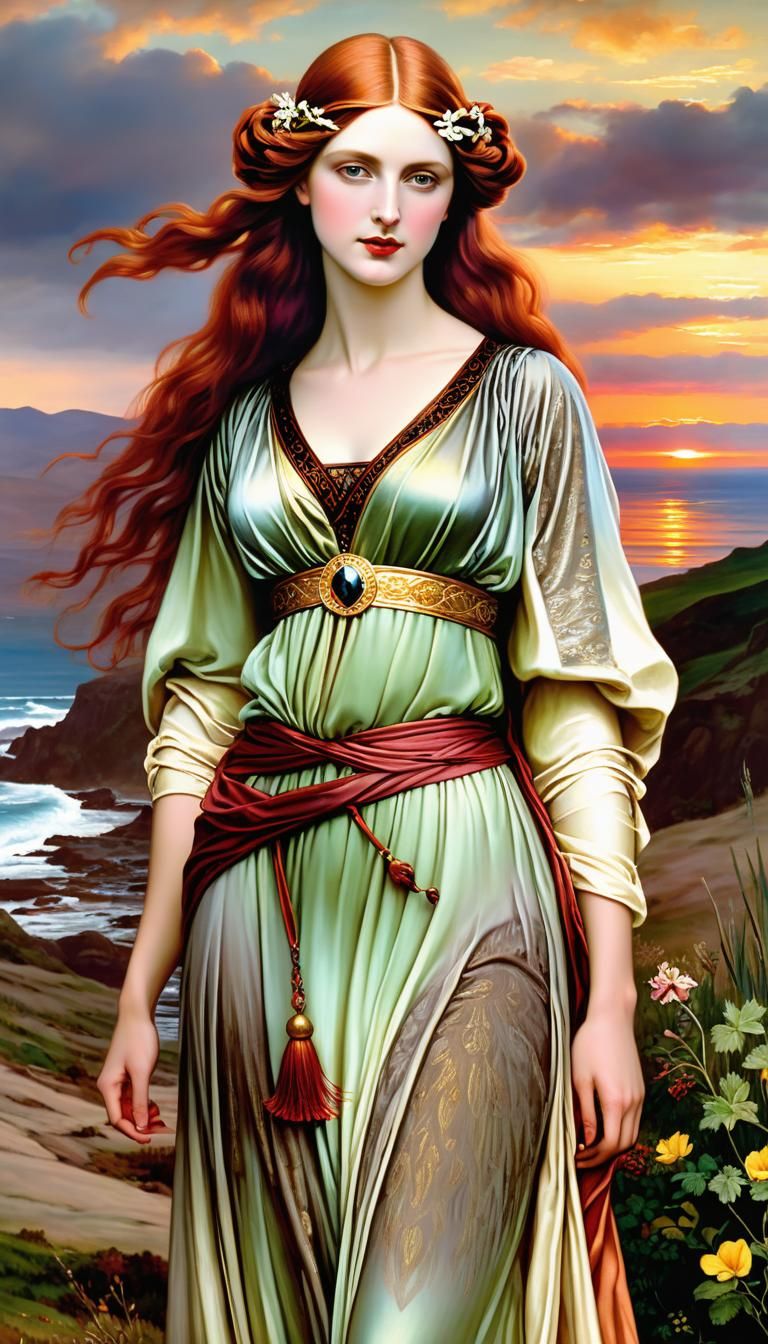 Goddess Zoe in Pre-Raphaelite Style