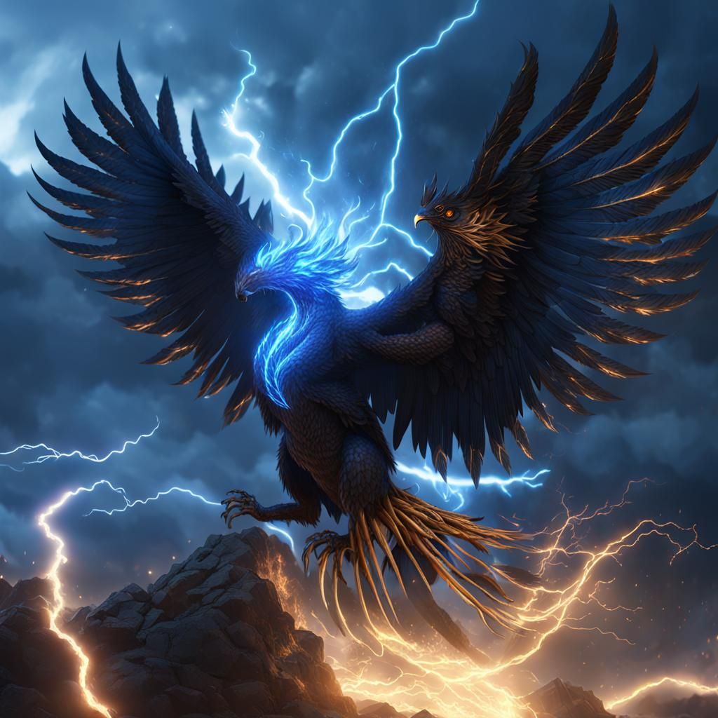 Black and Blue Phoenix in Unreal Engine 5