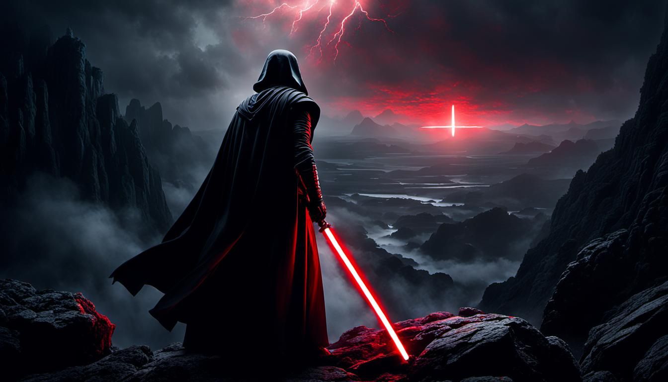 Dark Fantasy Portrait with Red Lightsaber