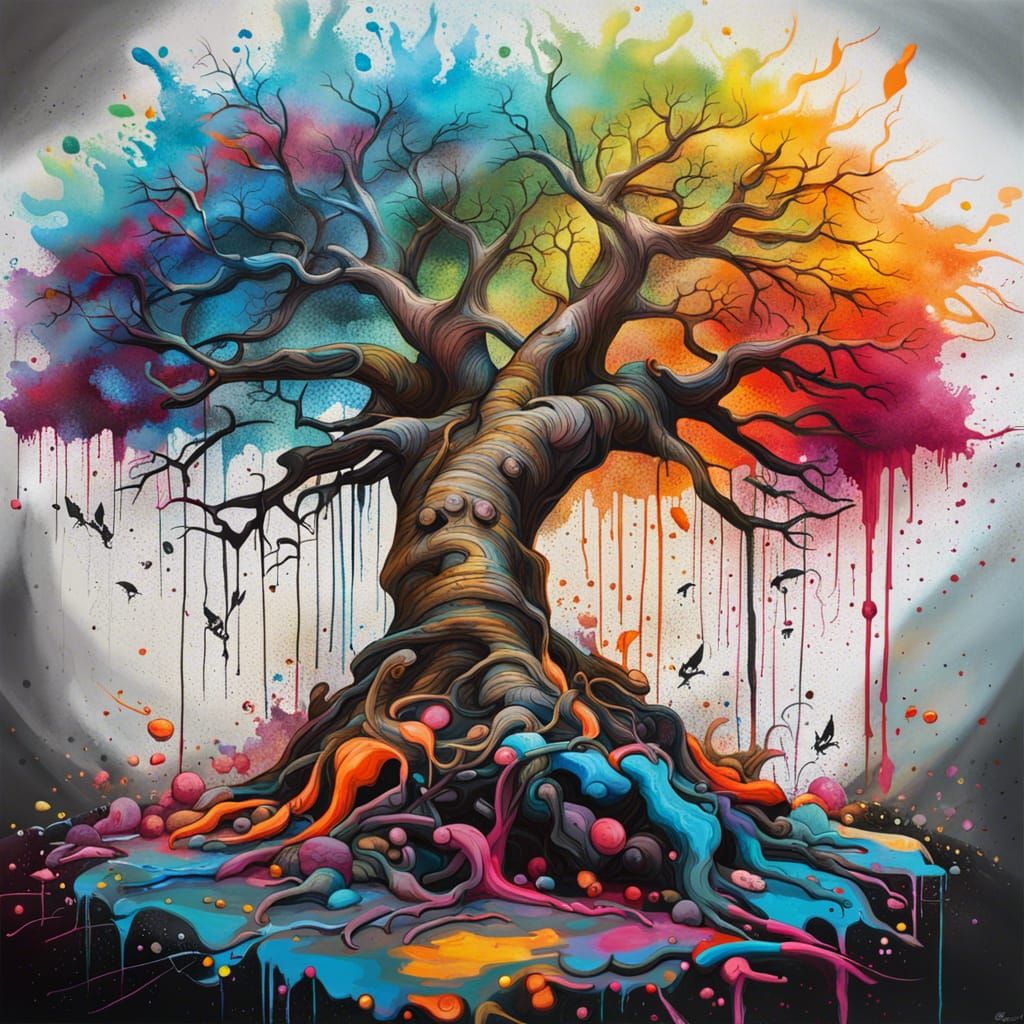 Colorful Graffiti Art Tree of Life