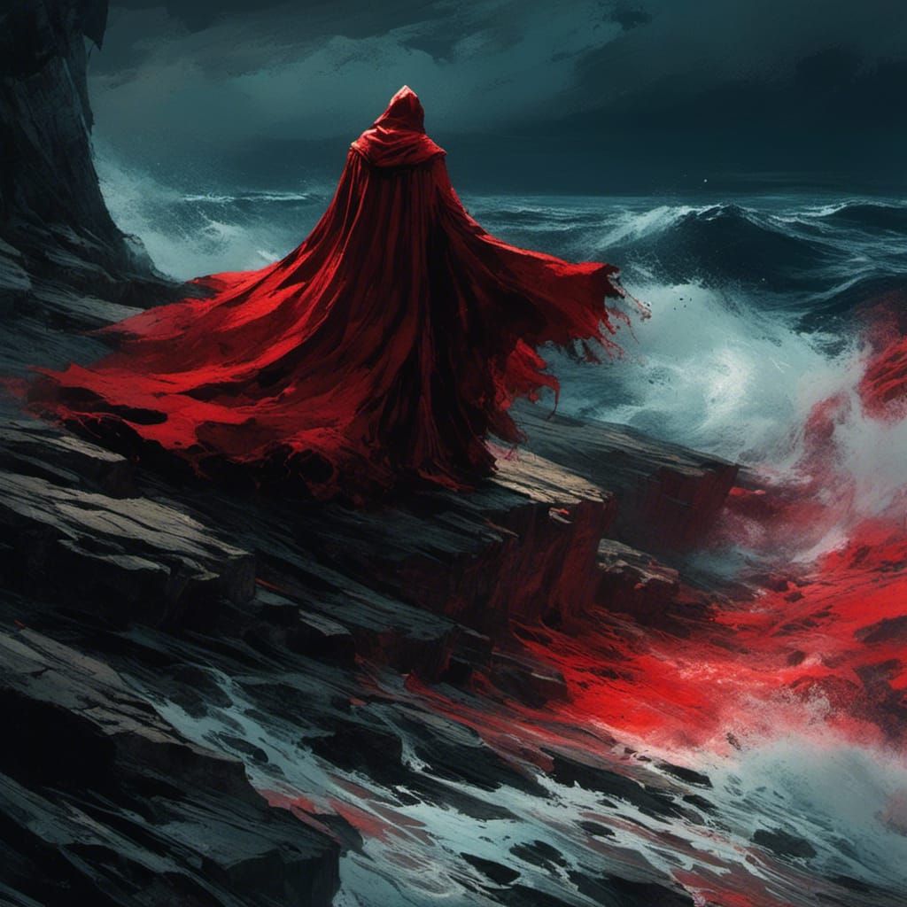 Mysterious Figure by the Ocean at Night