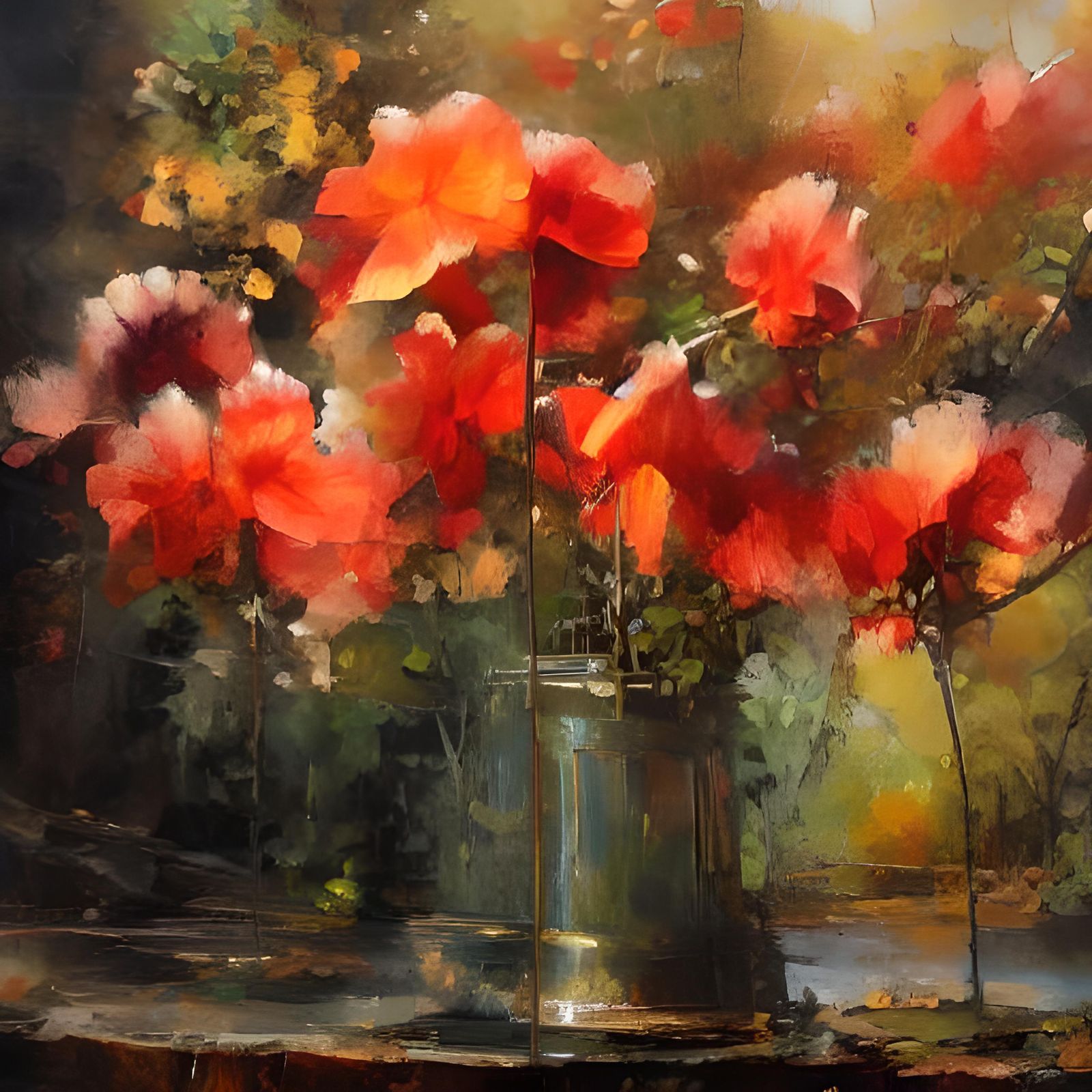 Delicate Orchid Oil Painting in Filigree Sfumato Style