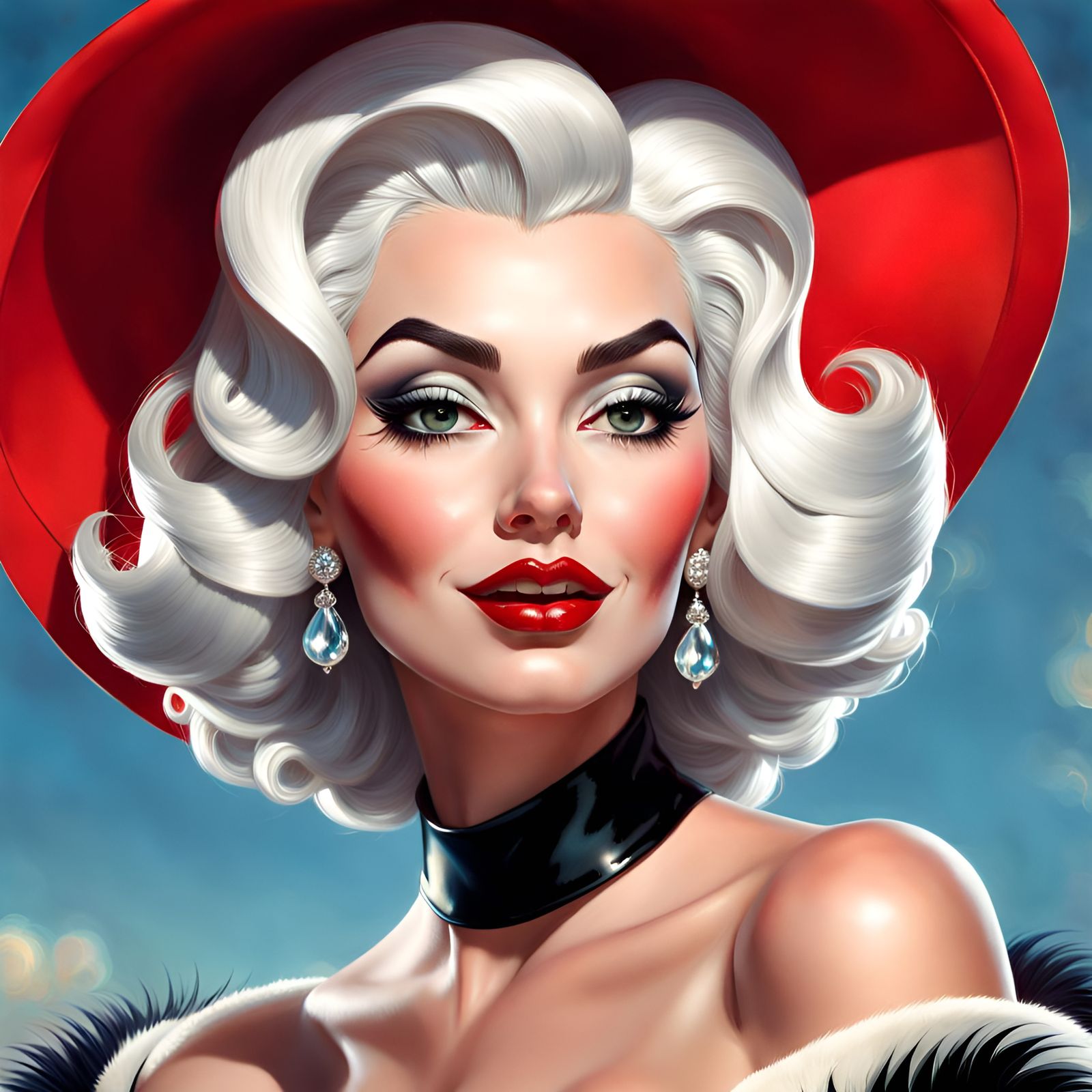 Glamorous Cruella Deville Pin-Up Art