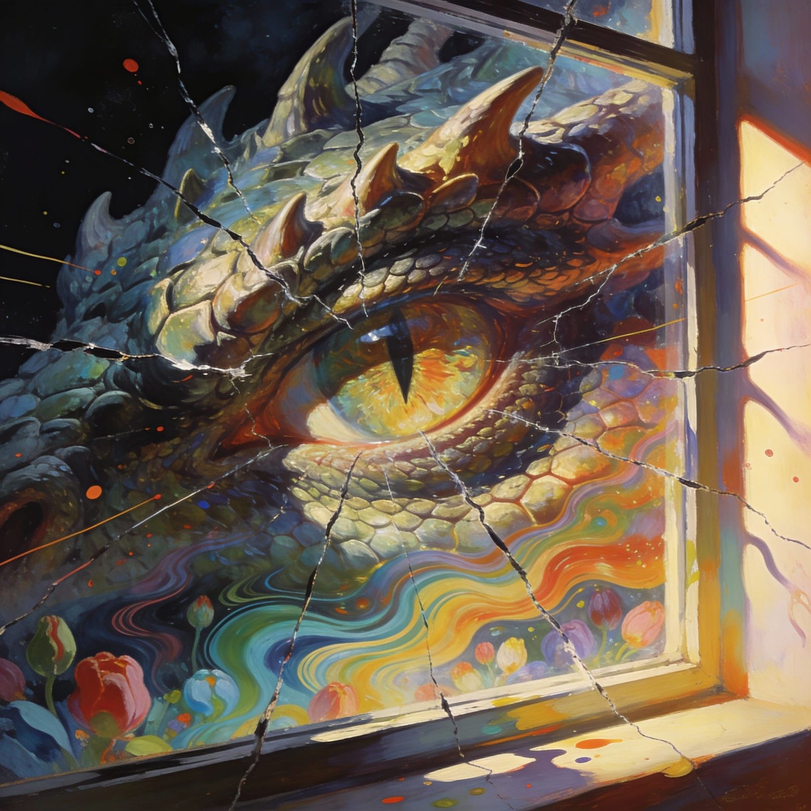 Fierce Dragon Eye in Surreal Concept Art