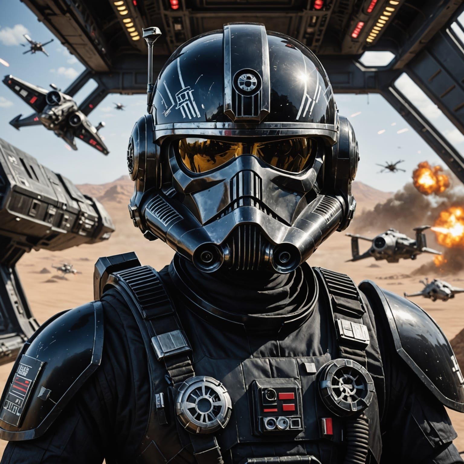 Photorealistic Star Wars TIE Pilot in Imperial Gear