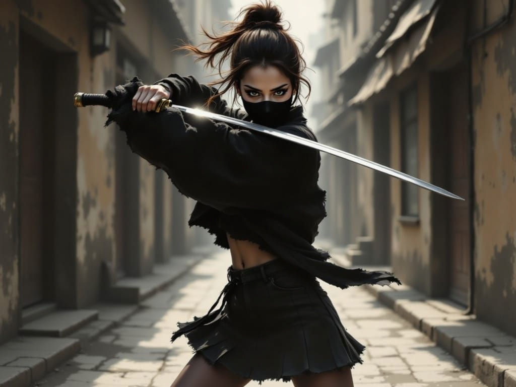 Preppy Ninja Warrior in Dramatic Pose