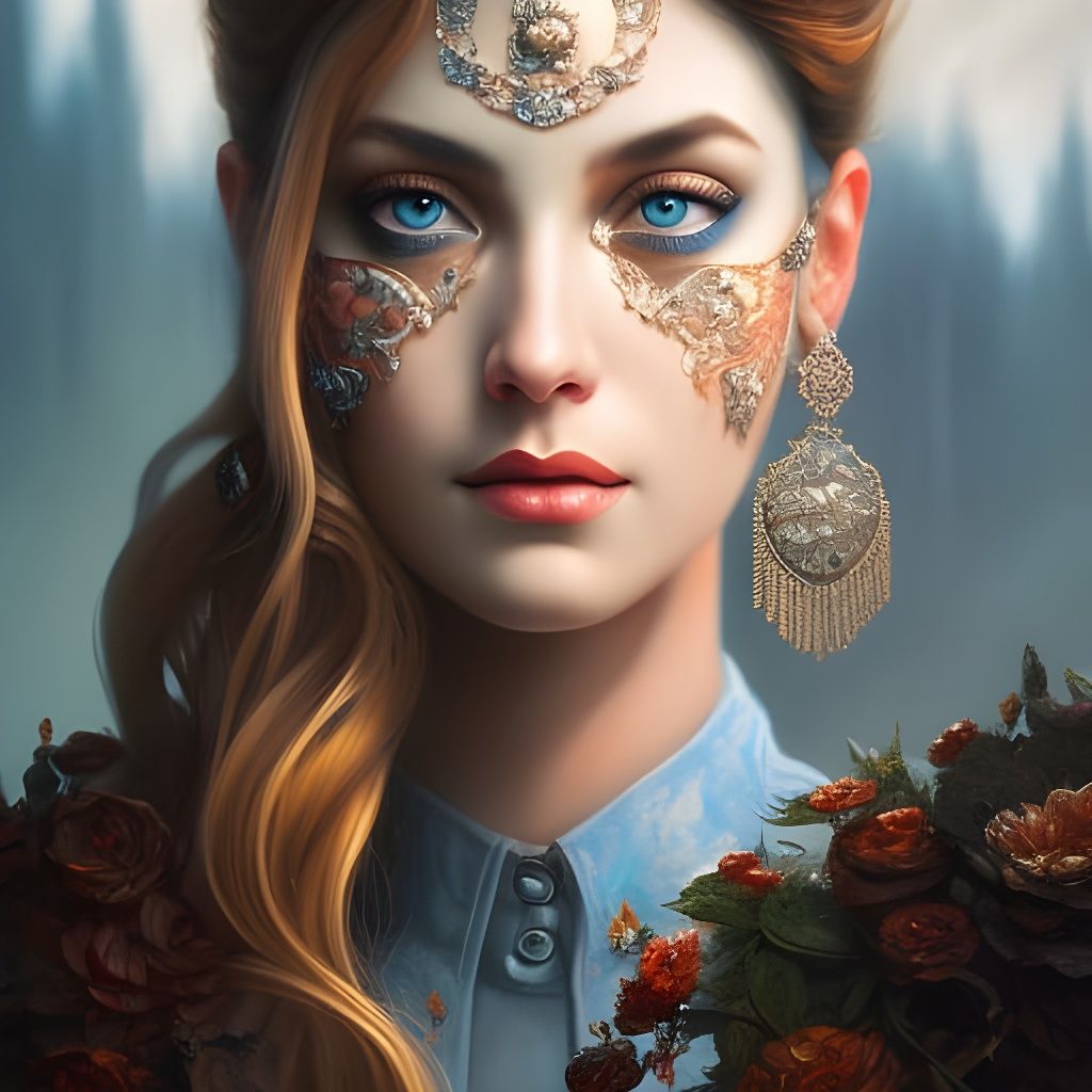 Detailed Portrait of a Girl, Splash Art Style