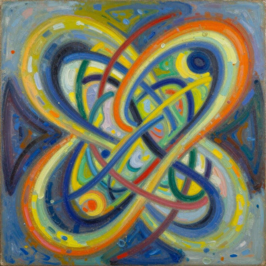 Abstract Integration of Flowing Lines and Shapes in Vibrant ...