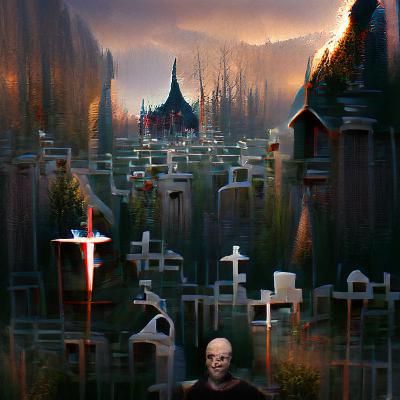 Sinister Cemetery Scene in Gothic Horror Style