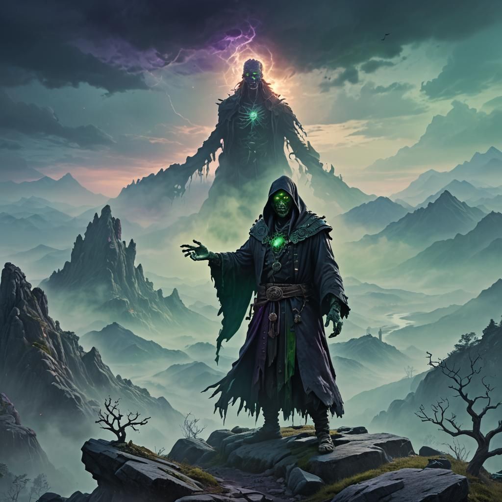 Zombie Warlock Summons Dark Ritual on Misty Peak