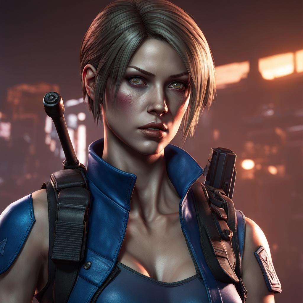 Jill Valentine Zombie Portrait in Art Nouveau Style